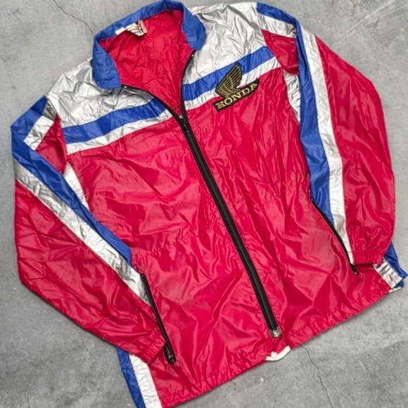 Honda Other - RARE Vintage 80s Honda Racing Jacket Windbreaker Red Blue Silver